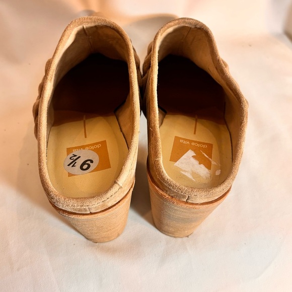 DOLCE VITA Sz 9.5 Tan Suede Braided Mules Stacked Heels Pointy Toe Shoes NWOT - Picture 11 of 15